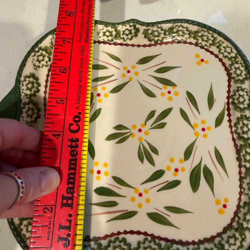 Temptations Floral Decorative Ceramic Dish with Green Yellow PPP-SQ-922603 #3 - Picture 3 of 7